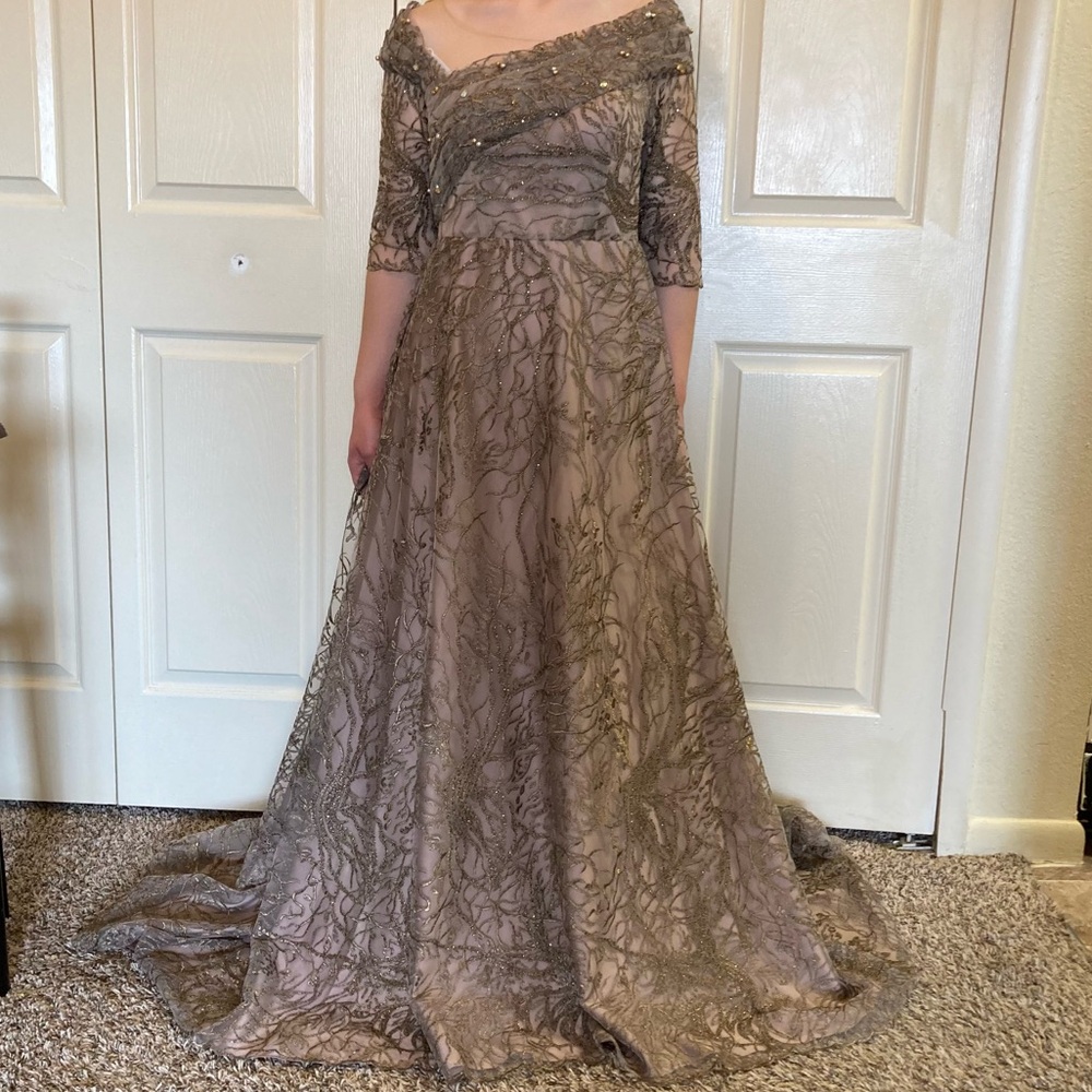 Kanwal Malik Moestaram Pakistani Indian Formal Wedding Dress Gold Brown Mocha